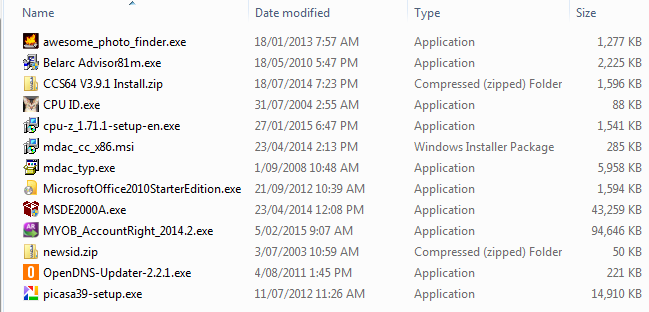 Expanded column Expanded column in Windows Explorer Details view
